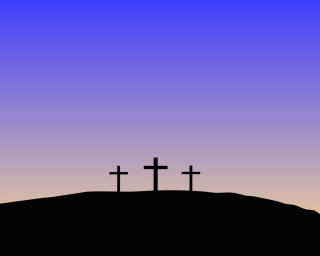 Three crosses hill purple sky 2 - a purple sky in the background free wallpaper for desktop