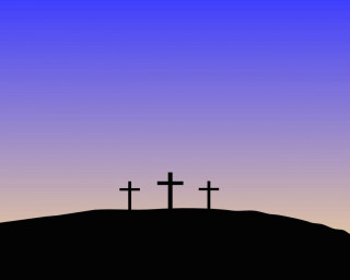 Three crosses hill purple sky - a purple sky in the background free wallpaper