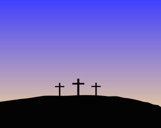 Three crosses hill purple sky 3 - a purple sky in the background free wallpaper