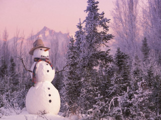 Snowman hat scarf snow snowy - folk art free wallpaper for desktop