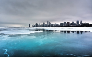Frozen lake city skyline winter 3 - frozen free wallpaper