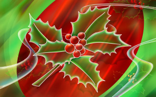 Holly berry green leaves red 2 - border free wallpaper for desktop