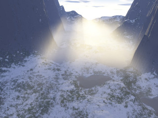 Large snowy mountain bright light - volumetric lighting free wallpaper
