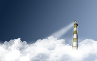Tower light beam cloudy sky - yellow stripe free wallpaper