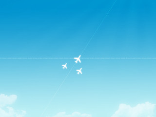 Four airplanes flying blue sky 2 - smooth gradient free wallpaper for desktop