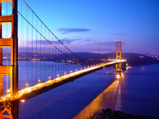 Bridge lit night water city 2 - free city wallpaper for desktop
