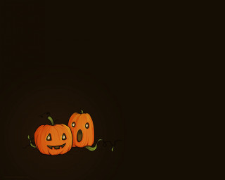 Two pumpkins with faces in 3 - dark background free wallpaper