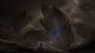 Giant monster man dark stands - art greg rutkowski free wallpaper