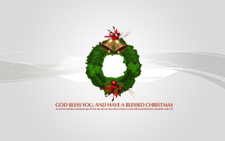 Christmas wreath bells holly leaves 4 - a message below free wallpaper