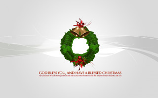 Christmas wreath bells holly leaves 5 - a message below free wallpaper
