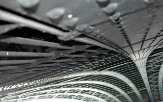 Metal structure rivets skylight constructivism - mesh wire free wallpaper