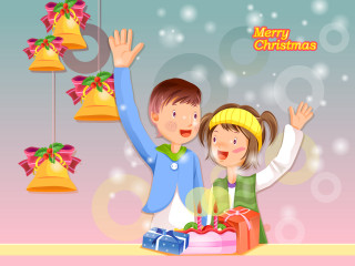 Boy girl christmas celebration cake - merry free wallpaper for desktop