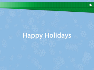 Blue background snowflakes green ribbon - free holidays wallpaper