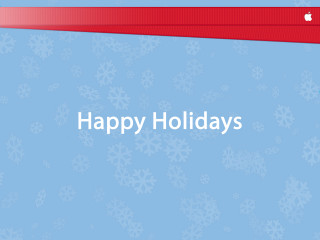 Blue background snowflakes red ribbon - free holidays wallpaper