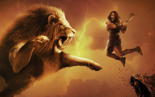 Man lion sword woman fantasy - a lion free wallpaper