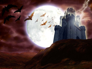 Castle bats full moon night 4 - bat free wallpaper