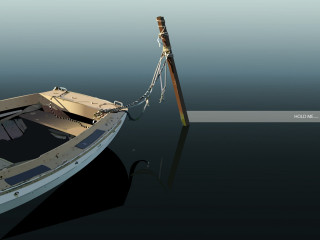 Boat tied pole water body - a pole free wallpaper