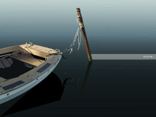 Boat tied to pole water - a pole free wallpaper