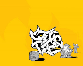 Yellow graffiti animal man standing - graffiti paint free wallpaper for desktop
