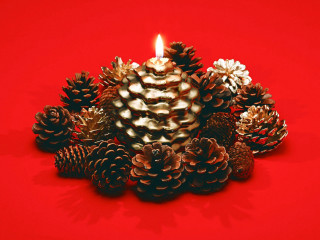 Candle pinecones red background torii 2 - a red background behind free wallpaper