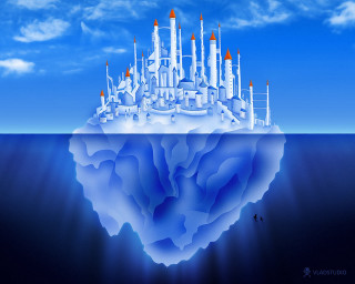 Iceberg city floating ocean middle - a large iceberg free wallpaper