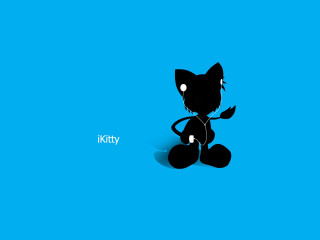 Black cat blue floor blue 3 - kitty free wallpaper