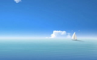 Sailboat calm blue ocean cloudy - a sailboat free wallpaper