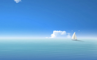 Sailboat calm ocean cloudy sky 4 - a sailboat free wallpaper