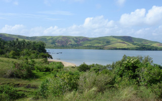 Lake green hills trees sunny 4 - lush green hill and trees free wallpaper