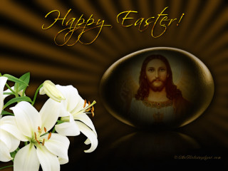 Jesus flowers happy easter message - flower in front free wallpaper