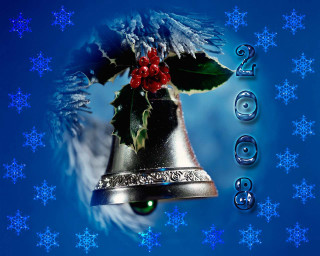 Christmas card bell holly snowflakes - a christmas card free wallpaper