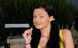Woman holding flower cigarette yellow - a yellow flower free wallpaper