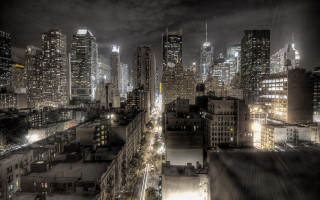 City night tall buildings lit 3 - ashcan school free wallpaper