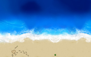Beach heart kite wave ocean - bob ross free wallpaper