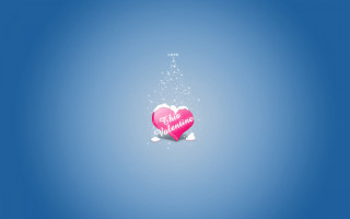 Pink heart floating snowflakes blue - a pink heart free wallpaper