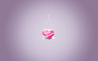 Pink heart message purple background - snow flake free wallpaper