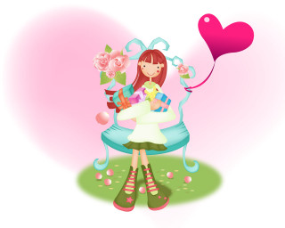 Girl chair heart balloon gift 2 - balloon free wallpaper