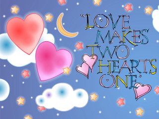 Two hearts sky stars clouds - two heart free wallpaper