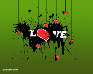 Green background red heart love 4 - heart free wallpaper for desktop