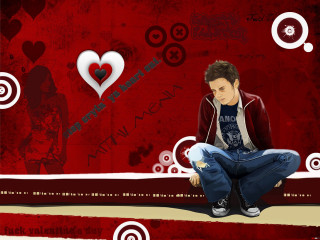 Man sitting floor heart wall 2 - a floor free wallpaper