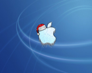Computer apple santa hat blue - realistic free wallpaper