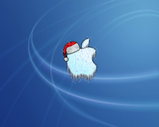 Apple santa hat computer screen 2 - foto realistic free wallpaper