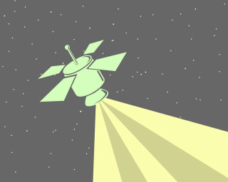 Cartoon space shuttle flying sky - a beam of light free wallpaper