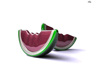 Watermelon slice green edge pink 2 - a watermelon free wallpaper