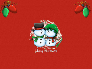 Christmas card snowmen tree red - a christmas tree in the background free wallpaper