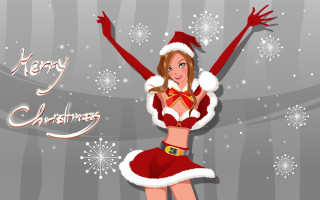 Santa claus woman arms outstretched - merry free wallpaper for desktop