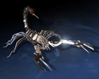 Robotic scorpion light shining back - back leg free wallpaper