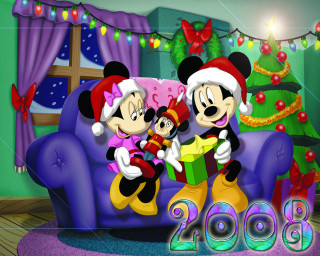 Mickey mouse couple couch christmas 3 - a couch in front free wallpaper