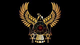 Golden clock wings triangle face - occult free wallpaper