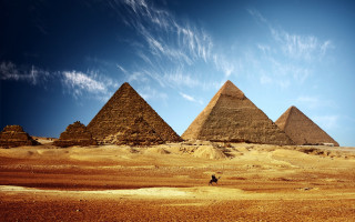 Pyramids desert blue sky clouds - andrew geddes free wallpaper